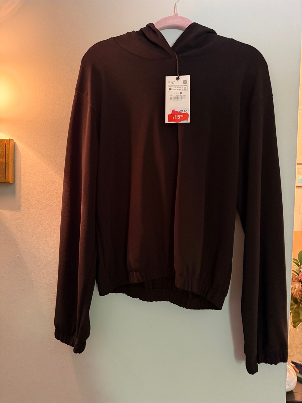 Zara Black Hooded Lightweight Pullover